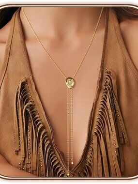 Lariat Gold Necklace for Women Dainty Long Necklace 14k Gold Plated/Silver Y-Sha